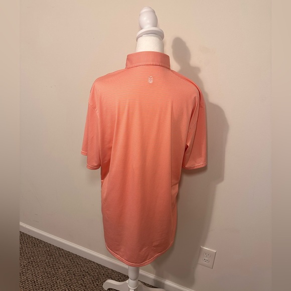 Holderness &  Bourne Men's Orange Striped Tailored Fit Polo Shirt Size L - Picture 3 of 6